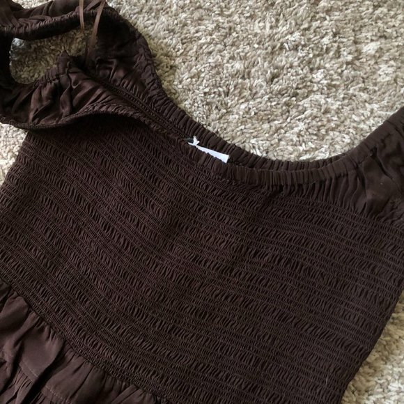 La Ligne Silk Vivian Midi Dress Medium Chocolate - Picture 6 of 8